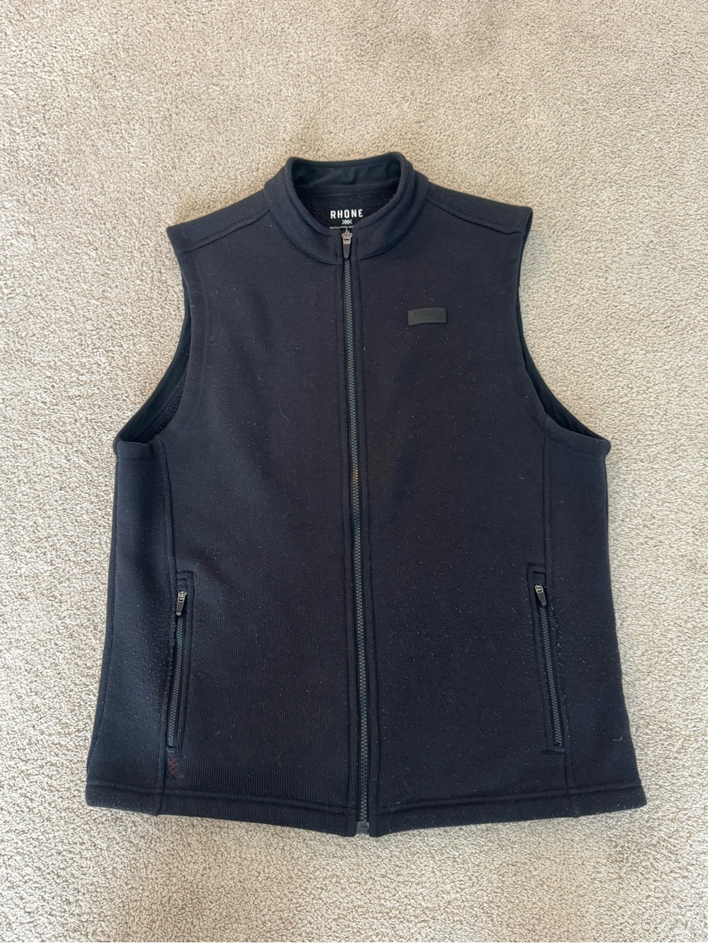 RHONE Black Sleeveless Zip-Up Fleece Vest